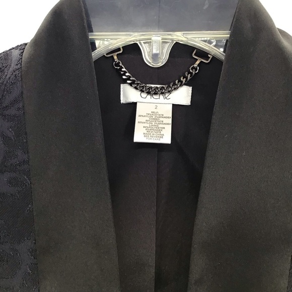 CACHE’ Jacquard Floral Lace Overlay Blazer & Skirt 2 Pc Set Black/Navy Size 2 - Picture 12 of 12